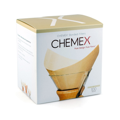 CHEMEX FSU 100 (ongebleekt vierkant) Deze (voorgevouwen) Chemex filters zijn geschikt voor gebruik in combinatie met de chemex 6, 8 en 10-cup. inhoud: 100 stuks